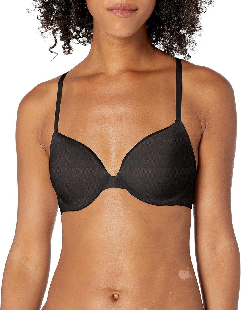 Calvin Klein Women's Constant Convertible Strap Lightly Lined Demi Bra (36A, Black)