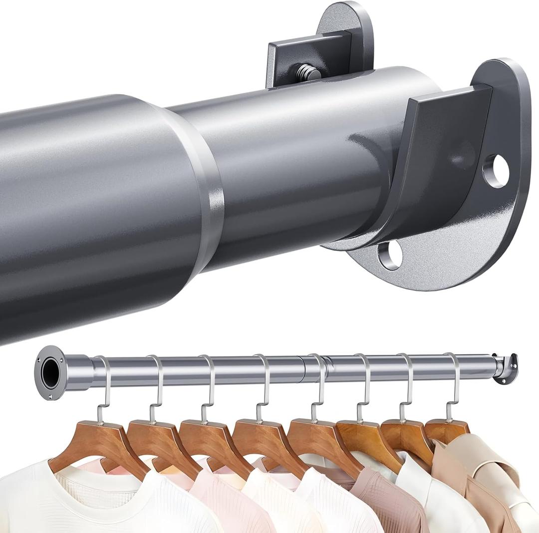 Mavivegue Closet Rod, 17 to 43 Inch Adjustable Closet Rods for Hanging Clothes, Silver Hanging Rod for Closet Wardrobes Laundry RV, Bathroom