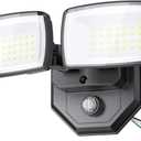 Onforu 32w 3200LM Dusk to Dawn Outdoor Lighting,6500K Dual-Head Flood Light Outdoor with Photocell,IP66 Waterproof Security Lights,Exterior Daylight Off and Night On Black Wall Light for Patio Garden