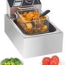 Electric Deep Fryer with Basket for Home Use, Countertop Commercial Deep Fryer 1700w Powerful Performance 9.7Qt Large Capacity Stainless Steel Oil Fryer, Temperature Control
