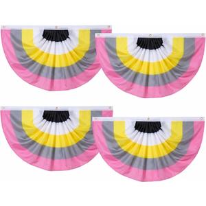 2 x 4 Pcs Easter Pleated Fan Flag Bunting Outdoor Spring Hanging Banner with 3 Reinforced Grommet for Home Indoor Outdoor Party Holiday Yard Garden Decor (2 x 4 ft,Light Colors)