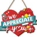 Doctors Day Wooden Wreaths for Front Door Happy Doctor's Day Welcome Sign We Appreciate You Decor Doctor Appreciation Decorations for Home Party
