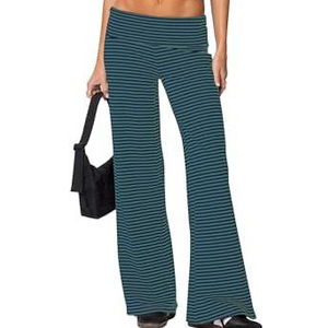 TERIVEEK Women Foldover Wide Leg Pants Summer Outfits, Medium