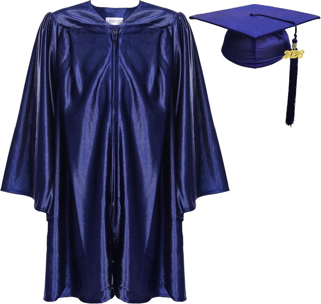 Newrara Unisex Shiny Kindergarten Graduation Gown Cap with Tassel (Blue)