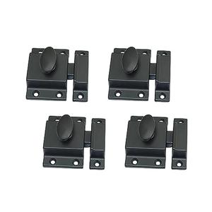 QCAA Traditional Large Oval Turn Cabinet Latch, Solid Brass, 2", for Cupboard & Other Furniture, Matte Black, 4 Pack, Made in Taiwan