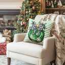 Artscope Christmas Throw Pillow Covers 20x20 Inch Set of 4, Santa Claus Merry Bright Xmas Tree Ball Holiday Decoration Pillow Cases for Christmas Home Decor-Green