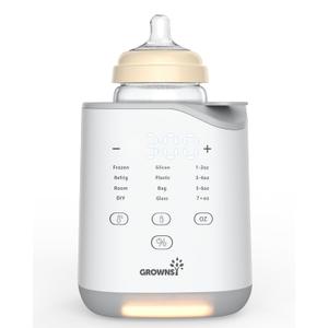 GROWNSY Bottle Warmer, 2025 Fast Baby Bottle Warmer for Breastmilk & Formula, Smart Temperature Control, with Timer, Thaw, Food Heater, Night Light, Calentador De Biberones for All Bottles (Gray)