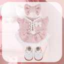 BOXOB 4pcs Doll Clothes Set, Elegant Pink Toy Outfits Stylish Clothes Accessories with Coat Dress Bow Shoes Suitable for 17cm Dolls