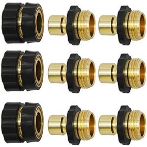 Triumpeek 3/4" Garden Hose Connector, 9 Pieces Garden Hose Quick Connect Fittings, Male and Female Quick Release Garden Hose Connector