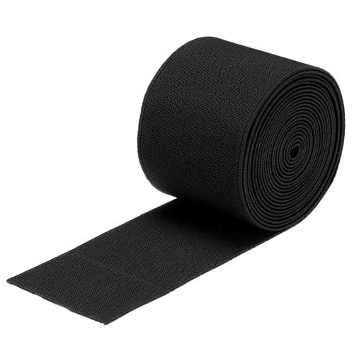 MECCANIXITY Elastic Bands for Sewing Double Side 2 inch 3 Yard Black Elastic Band Knit High Elasticity for Wigs, Waistband, Pants