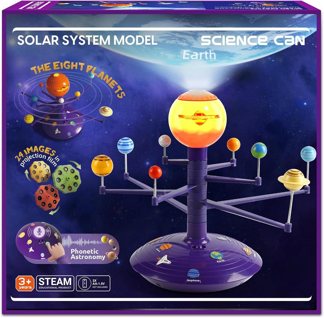 Science Can Solar System for Kids, Talking Astronomy Solar System Model Kit, Planetarium Projector with 8 Planets STEM Space Toys for 3 4 5+ Years Old Boys Girls (Purple)
