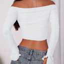 PRETTYGARDEN Women's Long Sleeve Mesh Crop Shirt (White, XL)