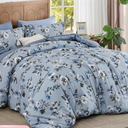 BLOOMHAVEN Queen Comforter Set -7 Pieces Floral Blue Comforter Set for All Seasons, Bed in a Bag Queen with Botanical Flowers Comforter, Sheets, Pillowcases & Shams