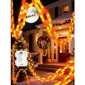 Flacchi Christmas Decorations Battery String Lights - 10 Ft 160 LED Plastic Chain String Lights with Waterproof, 8 Lighting Modes and Timer Function US Patent Product (Orange)