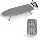 Metal Foldable Tabletop Ironing Board with Iron Rest, Portable Ironing Board Small with Heat Resistant Cotton Cover, RAINHOL Mini Iron Board for Small Space and Travel, 31"x12", Gray