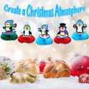 2 x Thenshop 7 Pcs Christmas Party Decorations, Xmas Penguin Honeycomb Centerpieces, 3D Table Decorations with Penguin for Party Supplies Home Indoor Holiday Sign Birthday Baby Shower Supplies