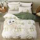 OAITE Duvet Cover Set Queen Size Floral Pattern 500 Thread Count Ultra Soft 100% Cotton Duvet Cover Sets 3-PC, Breathable Duvet Cover with Zipper Closure & Corner Ties, Queen-90" x 90"