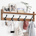 Osivaex 29'' Coat Rack Wall Mount with Shelf, Wood Wall Hooks with Storage, Entryway Shelf with 5 Hangers for Bathroom, Living Room, Bedroom, Rustic Brown