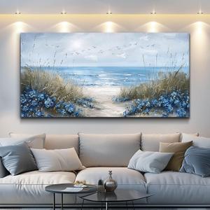 KELIYUAN Large Wall Art For Living Room Canvas Wall Decor For Office Bedroom Decoration Blue Ocean Wall Painting Sea Wave Pictures Printing Artwork Modern Beach Posters Aesthetic Home Decor 24"x48"