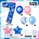 Minyu Tropical Floral Number large Balloon - 10-pack, includes hibiscus and palm leaves, pink and blue star foil, and sequined balloons, perfect for birthday party decorations. (Number 7), 30 inches x 40 inches x 10 inches