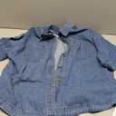 POTILI Women's Denim Shirt, Button Down Short Sleeve Jean Shirts Casual Top Outfits Trendy Blue Medium 