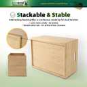 BAMOTTO CRAFTBAMBOO 10.2x7.3x6.5 Lidded Storage Bins - Stackable Bamboo Box/Cube/Basket with Handles for Home Kitchen Office, Organize Tableware Clothing Toys Books