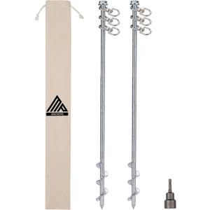 Earth Anchors - 24" Set of 2 Heavy Duty Ground Anchors - Screw in, Drill Bit Included - Ideal for Mobile Homes, Sheds, Swing Sets, Trees, Awnings & Canopies