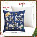 2 x Artscope Christmas Oh Holy Night Merry Bright Jesus Wreath Throw Pillow Covers 20x20 Inch Set of 4, Winter Hoilday Christmas Decoration Pillow Cases for Home Sofa Couch Decor-Blue