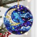 7 x Christmas Ornament, Christmas Decoration, Ceramic-Style Night Sky Ornament, Heirloom Keepsakes, Holiday Ornaments, Holiday Presents, Unique Xmas Gifts, Gift Exchange Ornaments, Gift Idea (Moon and Star)