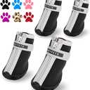 QUMY Dog Shoes for Small Dog, Puppy Dog Boots & Paw Protectors for Winter, Summer Hot Pavement, Waterproof in Rain Weather, Outdoor Walking, Indoor Hard floor with Anti Slip Rubber Soles Black, Size 1