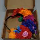 DreamLily Rose Flower Crown Headband HalloweenCinco De Mayo Party Costume Headpiece NC26, Fuchsia Orange Blue
