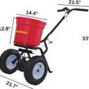 50lb Broadcast Spreader, Capacity Lawn Spreader & Fertilizer Spreader, Rustproof Poly Hopper, Adjustable Drop Rate, All-Terrain Pneumatic Tires, Epoxy-Coated Frame for Lawn Care, Red