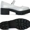 Women's Round Toe Ankle Strap Mary Janes Platform Low Heel Chunky Pumps Oxford Dress Shoes, Size 43