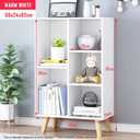 IOTXY Wooden Open Shelf Bookcase - 3-Tier Floor Standing Display Cabinet Rack with Legs, 5 Cubes Bookshelf, Warm White, 50CM
