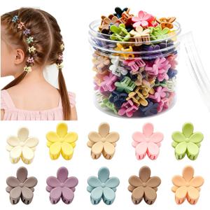 100Pcs Mini Flower Hair Clips for Kids, Cute Mini Claw Clips Hair Pins Barrettes Colorful Toddler Small Hair Accessories for Girls Teens Women (Colorful - Flowers)