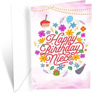 Prime Greetings Niece Birthday Card, Made in America, Eco-Friendly, Thick Card Stock with Premium Envelope 5in x 7.75in, Packaged in Protective Mailer