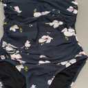 One Piece Bathing Suit for Women Tummy Control Swimsuits Square Neck Ruched Modest Swimwear (Large, Floral Green)