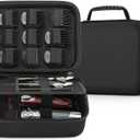 MOSLA Hard Barber Accessories Case for Hair Clippers, Mens Hair Cutting Barber Supplies Holder Organizer Storage Bag for Hair Cutting, Guard Grooming Kit (Nylon Black)