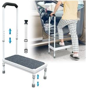Medical Step Stool with Handle for Elderly Seniors SUV Car Steps 400lb Stepping Stool Adults Ramps with Handrails Height Adjustable Rv Steps Wide Platform Safety Handicap Mobility Assist Devices