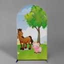 HUAYI Farm Animals Arch Backdrop Cover Girl Pink Farm Parties Chiara Backdrops Decorations Arched Wall Covers Stands Display Props Farm Party Banner GX-230 3ft * 6.5ft