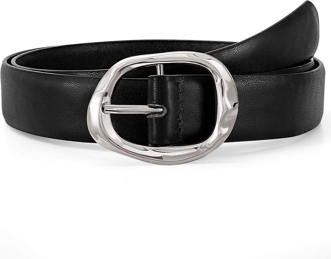Women Leather Belt for Jeans Pants Ladies Casual Waist Belt Fashion Women Belt with Gold Buckle
