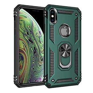 Korecase for iPhone X/XS Case 5.8" | Heavy Duty Military Grade Shockproof Armor Cover with 360° Ring Kickstand, Protective Phone Case for iPhone 10/X/XS Jade Green