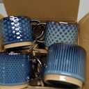 GBHOME 12 OZ Stackable Coffee Mugs, Ceramic Coffee Mugs with Texture Patterns for Man,Woman,Dad,Mom, Modern Coffee Cups Set of 4 for Latte/Cappuccino/Cocoa. Dishwasher&Microwave Safe (Moonlight Blue)