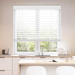 DEZ FURNISHINGS Cordless 2" Faux Wood Blind, 34.5" W x 64" H, White