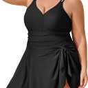Summer Mae Plus Size Swimsuit for Women One Piece Swim Dress Tummy Control Bathing Suit with Flowy Skirt Modest Swimwear (Black), Size: 22W