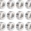 uxcell 12pcs Stainless Steel Spacer 10.5mm Bore x 20mm OD x 8mm Length Screw Bushing Plain Finish Round Metal Spacer for M10 Screws Bolts and Rods