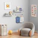 Forbena White Floating Shelves for Bathroom Organizer Over Toilet, Bathroom Shelves Wall Mounted with Towel Rack, Corner Wall Shelf for Bedroom Decor Kitchen Storage (White-Dark Grey, Set of 2)