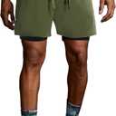 ATTBEA Men's 2 in 1 Running Shorts with Liner 5" Quick Dry Workout Gym Sports Shorts with Pockets (Green, XXL)