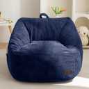 MAXYOYO Kids Bean Bag Chair, Bean Bag Couch with Handle, Comfy Toddler Chair for Boys and Girls, Accent Sofa with Pocket for Gaming Reading Relaxing, Navy