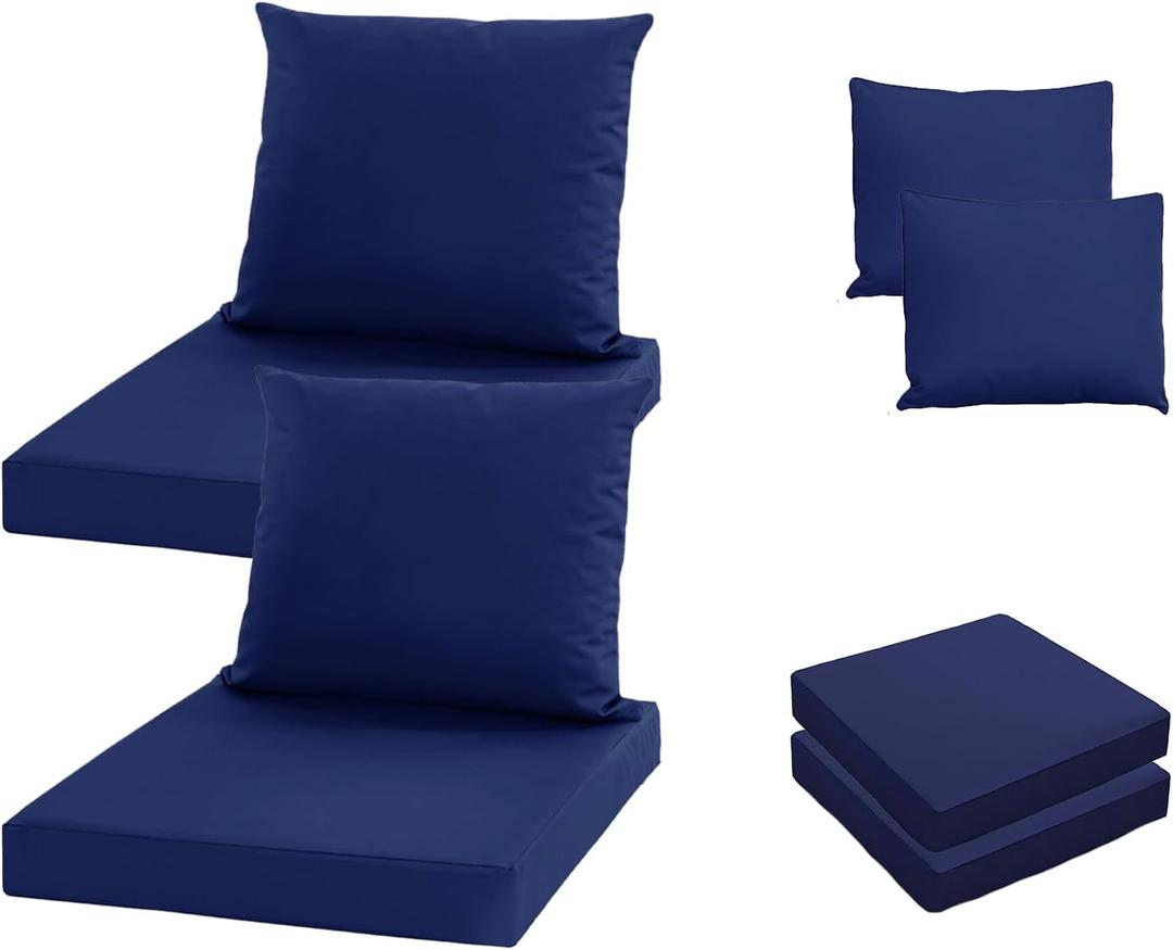 Oslimea Patio Cushion Covers Replacement Set of 2, Water UV Resistant Outdoor Cushion Slipcovers with Zipper Chair Seat Cushion Covers for Outdoor Furniture (19 x 16 Inch, 19 x 19 x 3 Inch, Blue)